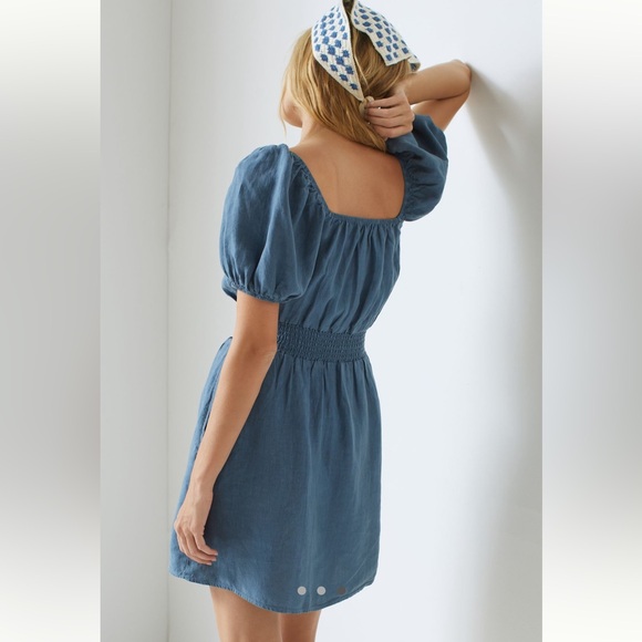 $148 Anthropologie Cloth & Stone Linen Tie Front Mini Dress - Picture 9 of 9